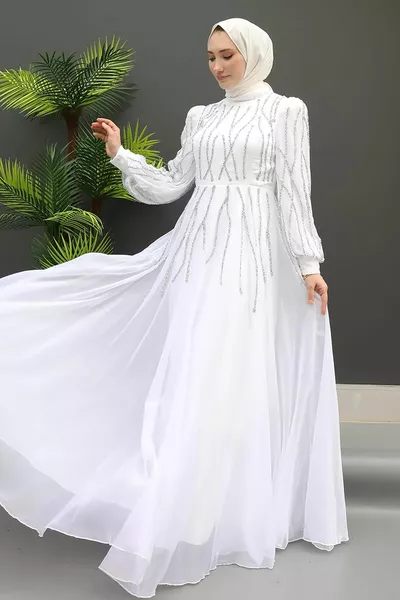 Hüma Janjan Abendkleid Weiß