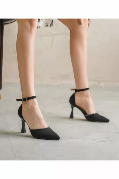 Talons courts en satin à bout pointu pour femmes