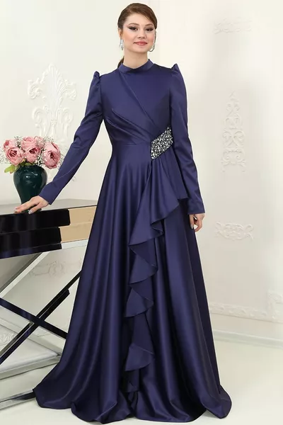 Nazende Tesettür Abiye Lacivert