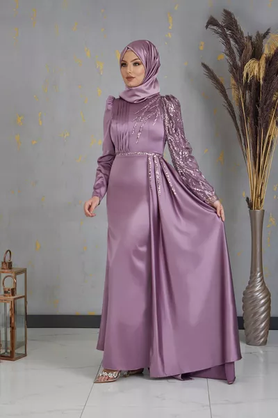 مطرز مقبض Efila الحجاب مساء اللباس الورد المجفف