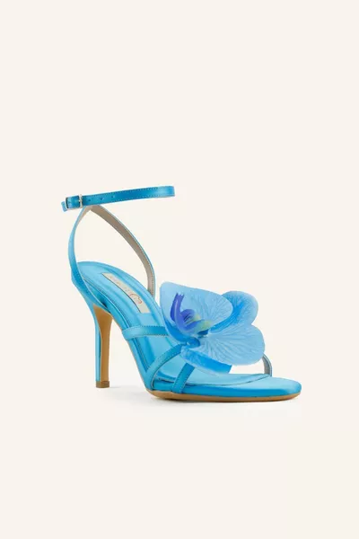 Sandales à talons Florence en satin bleu