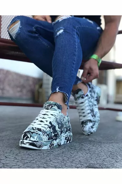  Zwart-wit geschilderde vrijetijdsschoenen voor heren