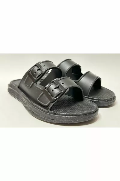 ZWARTE ANTISLIP ZACHTE PLASTIC ZOOL GESP LOOK UNISEX NATTE VLOER PANTOFFELS