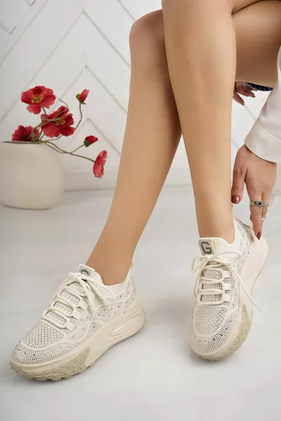 -4 حذاء رياضي نسائي تشريحي من الحجر البيج