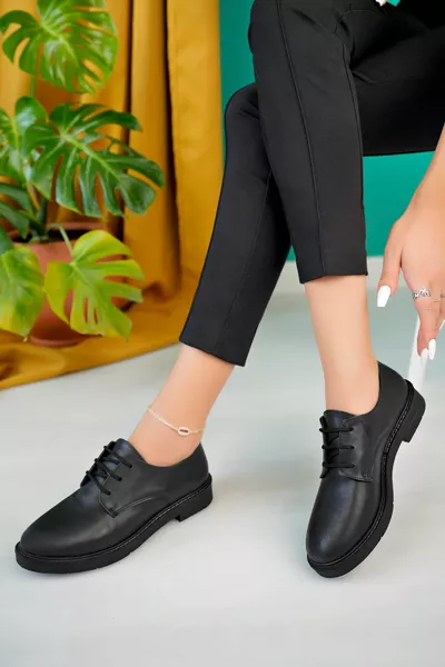 Dames Kant Gedetailleerde Casual Zwarte Loafer Schoenen