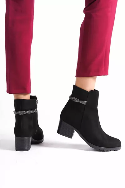 Boory Black Suede Heeled Boots