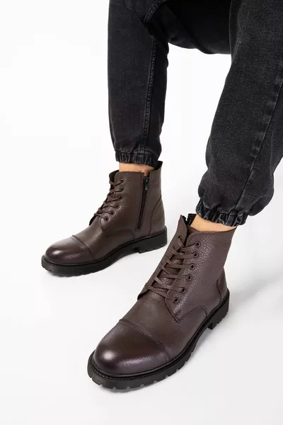 Echt lederen leren laarzen met ritssluiting van het posttype