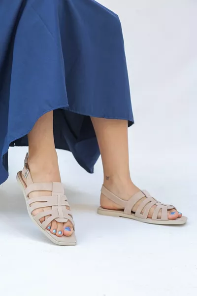 Xayah Natuurlijk Leer Materiaal Beige Dames Sandalen 