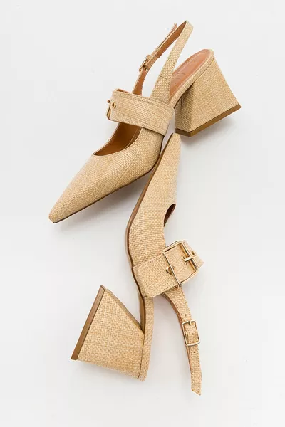 NEPIDO بيج سترو المرأة وأشار اصبع القدم مفتوحة الظهر الكعب السميك