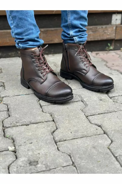 НЕСКОЛЬЗЯЩАЯ ПОДОШВА С МЕХОВЫМИ ШНУРКАМИ И МОЛНИЯМИ ВОДОНЕПРОНИЦАЕМЫЕ И ХОЛОДОСТОЙКИЕ МУЖСКИЕ ПОВСЕДНЕВНЫЕ БОТИНКИ