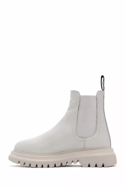 Kadın Bej Mourir Deri Kalın Tabanlı Chelsea Bot 