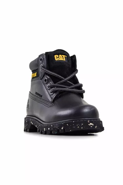 Cat  E كولورادو أحذية جلدية سوداء للأطفال مقاومة للماء