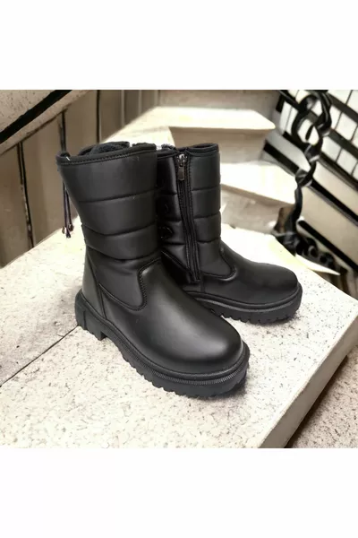 Young Girl and Waterproof Parachute Snow Boots with Fur Inside 