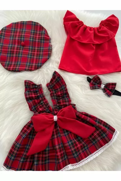 Set di camicette Banda con cappello a quadri rosso