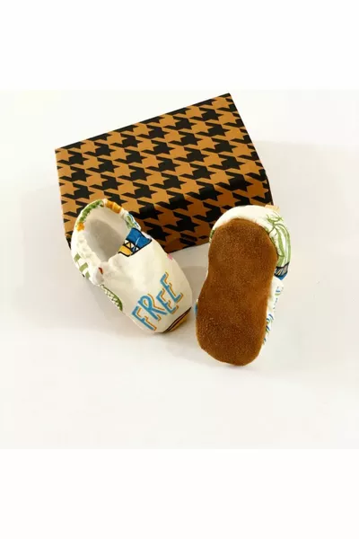 % Coton Chaussons Bébé % Cuir de veau Semelle Chaussons Bébé