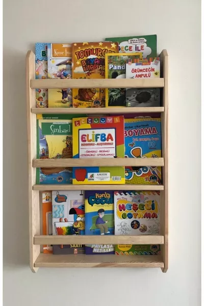 Natural Wood Color Wooden Montessori Wooden Wall Shelf Decorative Shelf  cm