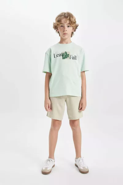 Jungen Basic Einfarbige Bermuda-Shorts SM