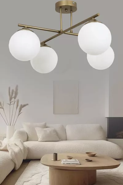 Jade 4-Lichts Verouderde Kroonluchter met Witte Glazen, Decoratief Ontwerp voor Slaapkamer, Keuken en Woonkamer