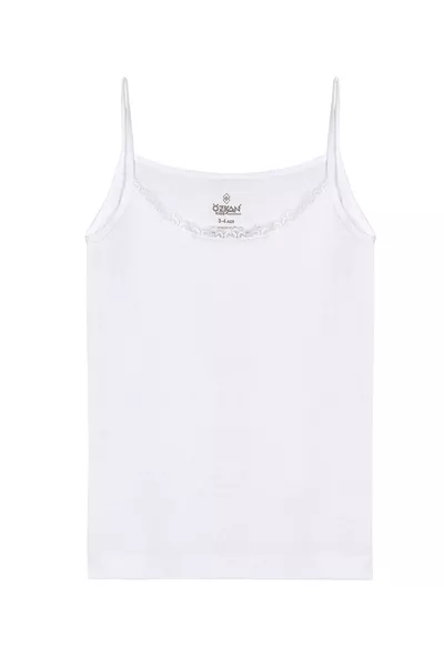 Özkan  3-Pack Girls' Tank Top with Lace Neckline, % Cotton Rib, Stretchy and Comfortable, Spaghetti Straps