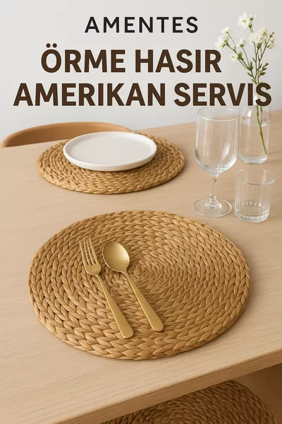 Комплект американских подставок под посуду из плетеного бамбука  см, новый товар