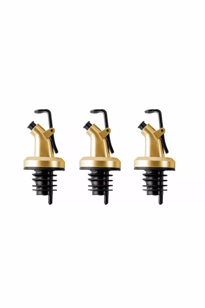 Gold Color Oil Dispenser with Non-Drip, Leak-Proof Cap - Set of 3