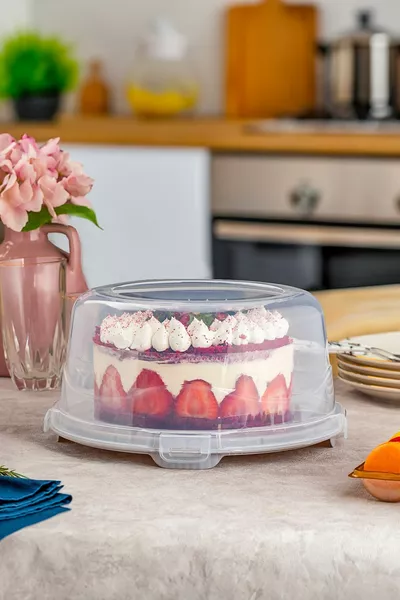  Boîte de conservation pour gâteaux ronds, pâtisseries et tartes - Cloche de transport avec couvercle verrouillable  cm