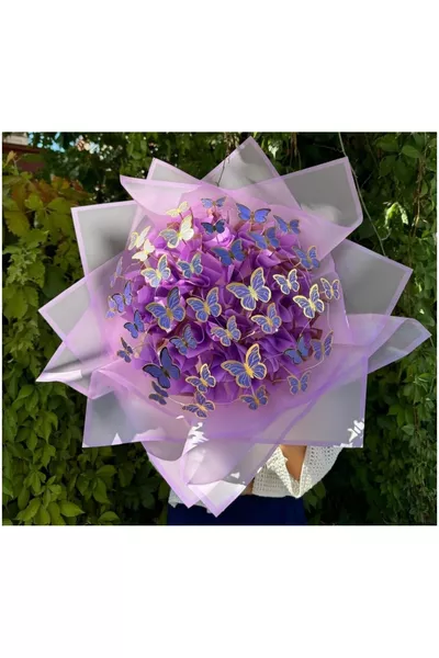 باقة فراشات مضاءة LED باللون البنفسجي