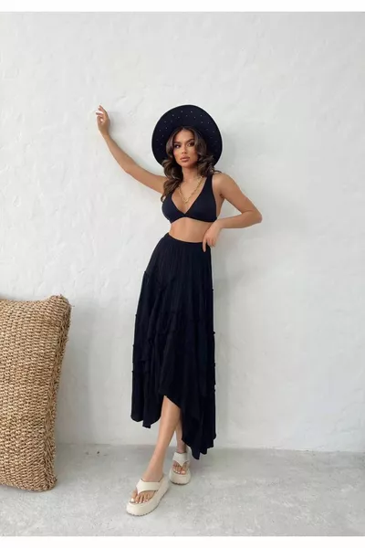 Вътрешна пухкава дълга пола с волани