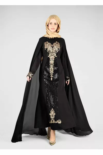 Женское черное вечернее платье с пайетками