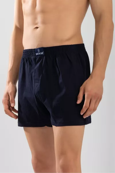 بوكسر رجالي من القطن بمقاس مريح مع حزام، عبوة 3 قطع باللون الأزرق الداكن