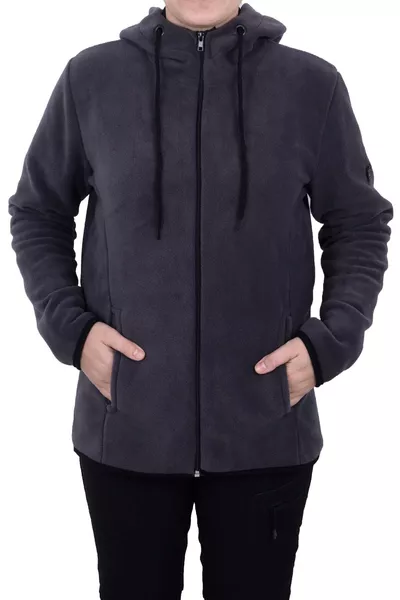 Женская флисовая толстовка с капюшоном и молнией, цвет дымчатый