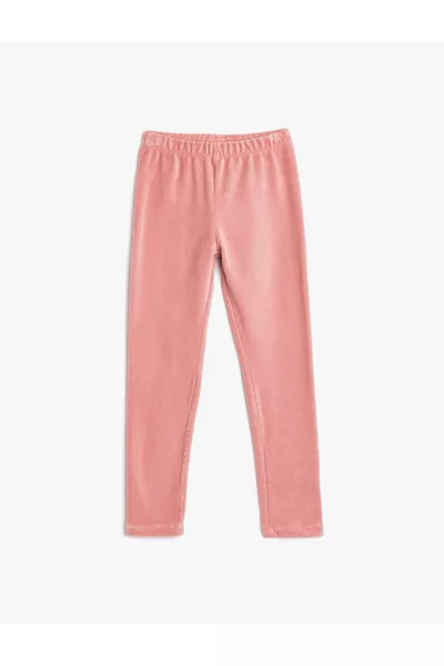 Basic Samt-Leggings mit Rippbund und Gummizug, Baumwollmischung