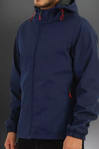 Herren Regenjacke mit Kapuze, Taschen, gefüttert, wasserabweisend - Windjacke