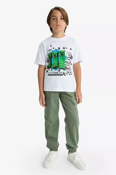 T-shirt à manches courtes col vélo pour garçon Minecraft SM