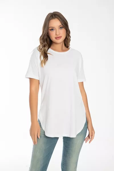 Women's White Slit T-shirt