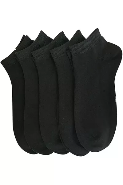 Schwarze Baumwoll-Socken bis zum Knöchel, 5er-Pack