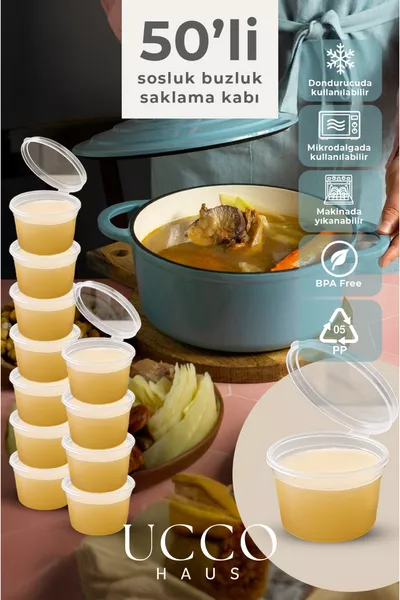 Set of ___ ml Sauce Container with Leak-Proof Lid for Freezer Storage, Meat Broth, Bone Broth Kitchen Organizer