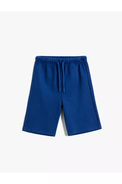 Textured Tie-Waist Basic Shorts