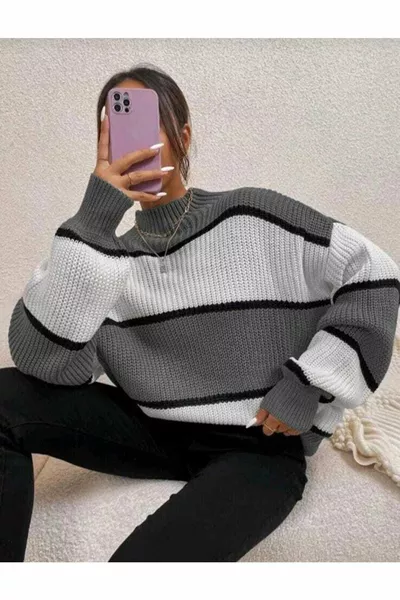 Gestreepte gebreide trui voor dames