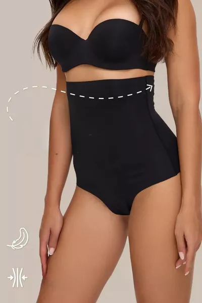 Mutanda modellante privata senza segnature, comoda, taglio laser, colore nero