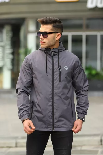 Herren-Regenjacke mit Kapuze, gefüttert, wasserabweisend, mit Taschen