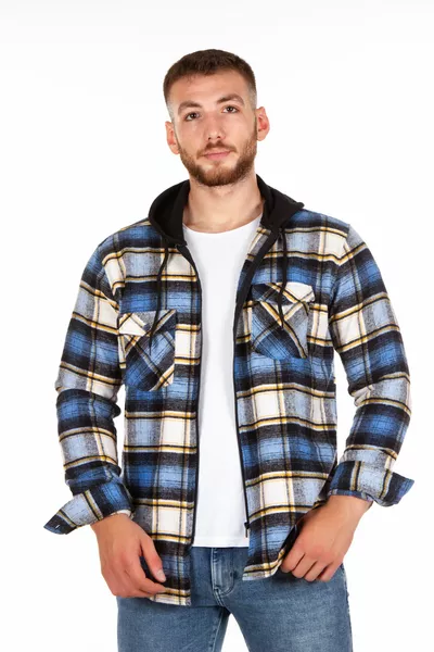 Мъжка и дамска риза на дървосекач с цип и качулка