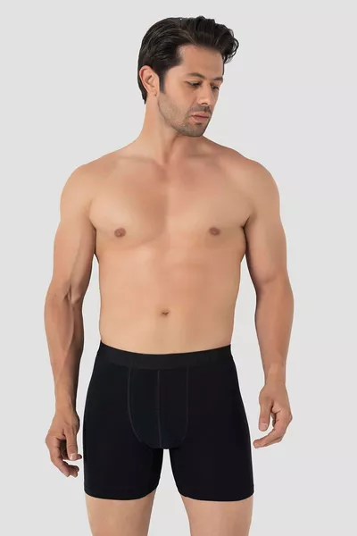 3-Pack Men's Black Long-Leg Cotton Stretch Boxers