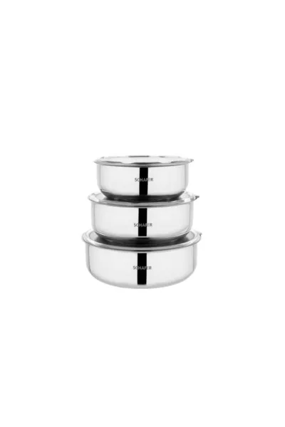 Boîte de rangement en acier Practi 3 pièces (// cm) 6 pièces-Inox