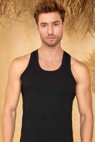 تيشيرت رجالي أسود كلاسيكي من القطن بعدة 6 قطع