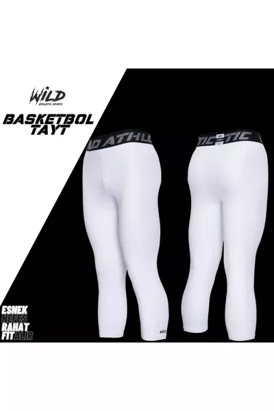 Tight sportivi da basket bianchi 3/4 Pro