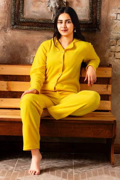 طقم بيجاما قميص نسائي من الفرو