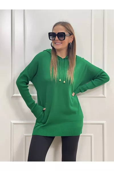 Dames Kaptrui Dun Tricot Trui  Twee Zijzakken Maten 