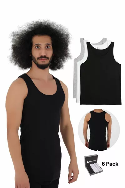 6 قطع من قمصان رجالية قطنية في حزمة اقتصادية في علبتها الخاصة