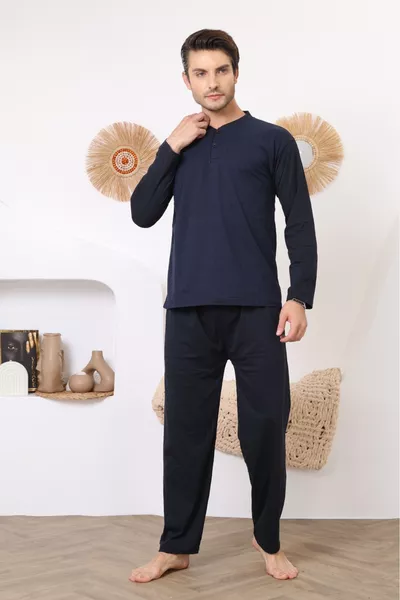 طقم بيجامة رجالي من الجاكار % قطن